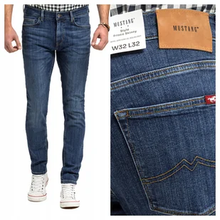 Męskie Spodnie Jeansowe Mustang Frisco Skinny Jeans Rurki Zwężane W33 L32 - Spodnie męskie - miniaturka - grafika 1