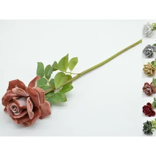 Róża pojedyncza welur - Ozdoby bożonarodzeniowe - miniaturka - grafika 1