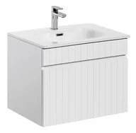 Szafki łazienkowe - Wąska szafka z umywalką, Iconic, 60x46x46 cm, biały, mat - miniaturka - grafika 1