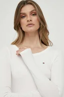 Bluzki damskie - Tommy Hilfiger longsleeve damski kolor beżowy - miniaturka - grafika 1