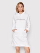 Sukienki - Calvin Klein Jeans Sukienka dzianinowa J20J218343 Biały Regular Fit - miniaturka - grafika 1