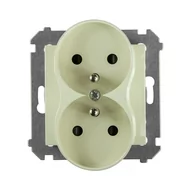 Wyłączniki światła i elektryczne - Simon Gniazdo podwójne 2 x 2P + Z 54 kremowy - miniaturka - grafika 1