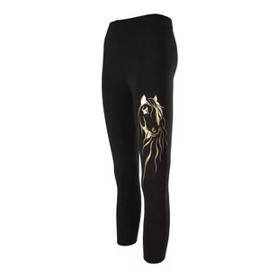 Dziewczęce legginsy, czarne z aplikacją z koniem, Tup Tup - Legginsy - miniaturka - grafika 1