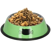 Miski dla kotów - Miska metalowa dla kota antypoślizgowa na gumie zielona - miniaturka - grafika 1