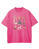 Koszulki i topy damskie - Koszulka oversize Świąteczny Balet Dziadek do Orzechów Różowa XL - miniaturka - grafika 1