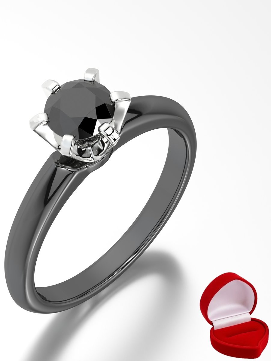ZŁOTY PIERŚCIONEK ZARĘCZYNOWY 585 14k BRYLANT CZ. 0,50 ct CZARNE ZŁOTO R18