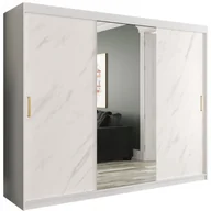 Szafy - Szafa przesuwna garderobiana z lustrem do przedpokoju Marmur T1 250 czarna biała - miniaturka - grafika 1