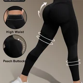 Inne - TEMU Damskie Legginsy do Jogi z Wysokim Stanem - Szybkoschnące, Elastyczne Spodnie Aktywne do Fitnessu i Treningu - miniaturka - grafika 1