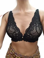 Biustonosze - Biustonosz LEMAX ANGELINA Push up czarny koronkowy stanik powiększający 75A - miniaturka - grafika 1