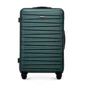 Walizki - Duża walizka z ABS-u w poziome tłoczenie zielona - miniaturka - grafika 1