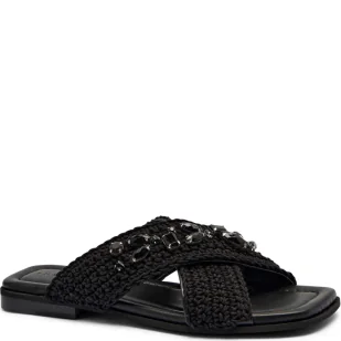 INUIKII Klapki WOVEN CROSSED STONES z dodatkiem skóry - Klapki i japonki damskie - miniaturka - grafika 1