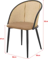 Krzesła - [en.casa] Krzesło do jadalni Gagnef Zestaw 2 krzeseł do jadalni Rattan Brown 2 x Krzesło Design Krzesło tapicerowane sztuczną skórą Metalowe nogi Czarny - miniaturka - grafika 1