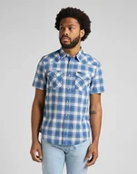 Koszule męskie - Lee Ss Western Shirt Męska Koszula Krótki Rękaw Blue Union L66Oobuf-M - miniaturka - grafika 1