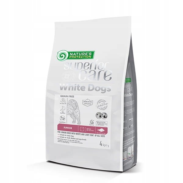 NATURES PROTECTION Superior Care White Dog Grain Free White Fish Junior All Sizes 4kg