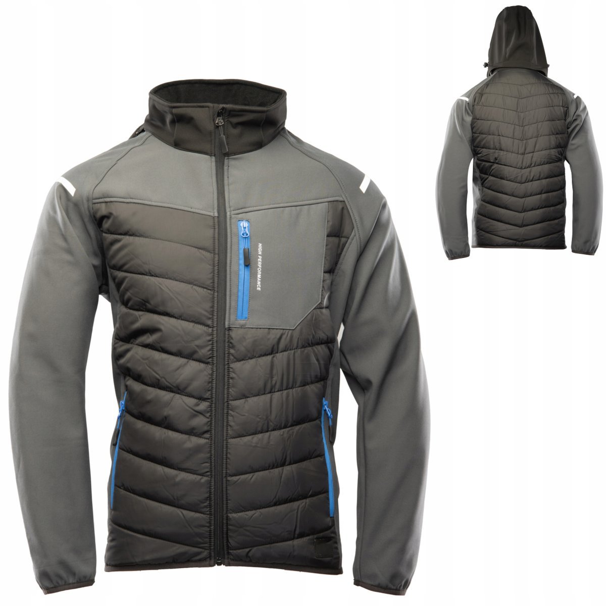 Kurtka robocza MĘSKA softshell odblask OCHRONNY BHP CIEPŁA Z KAPTUREM XXL