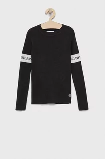 Swetry damskie - Calvin Klein Jeans Jeans Sweter dziecięcy kolor czarny - grafika 1