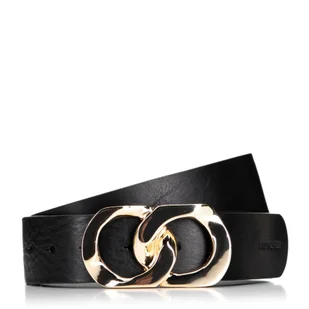 Damski pasek skórzany z dekoracyjną klamrą czarny - Wittchen - Paski - miniaturka - grafika 1