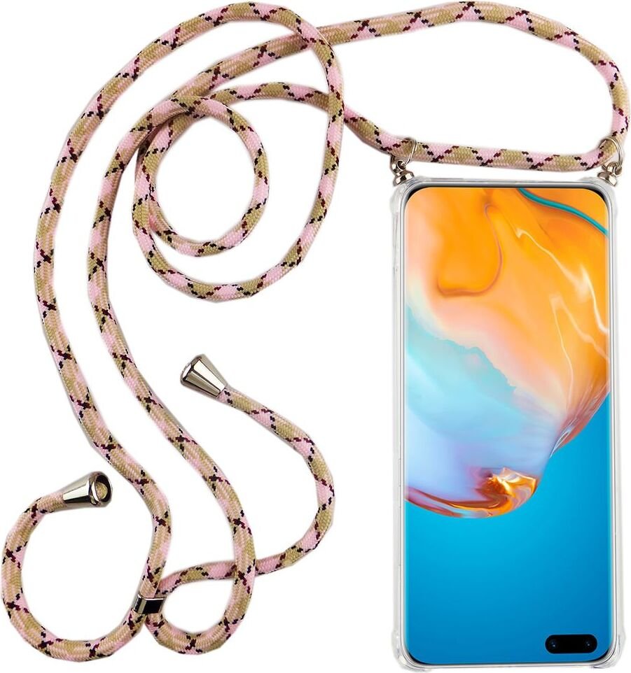 Etui Huawei Etui na telefon komórkowy z łańcuszkiem Etui na telefon komórkowy Etui z paskiem na telefon komórkowy, do telefonu komórkowego: Huawei P30 Lite, wybierz pasek: różowy żółty
