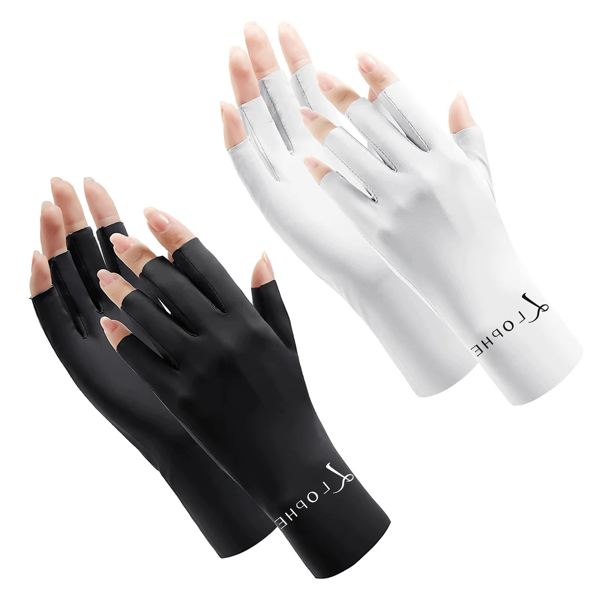 RĘKAWICE BEZ PALCÓW UV OCHRONNE BIAŁY CZARNY NYLON ODDYCHAJĄCE 2 SZT
