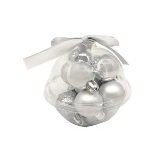 Bombki plastikowe 3cm 12szt. różne wzory srebrne - Bombki - miniaturka - grafika 2