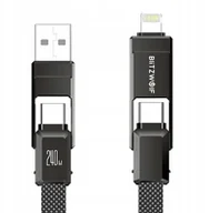 Kable komputerowe i do monitorów - Kabel USB 4w1 Blitzwolf BW-HDC7 USB-A, USB-C / USB-C, Lightning 240W 1.2m czarny BLZ677 - miniaturka - grafika 1