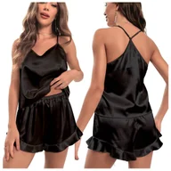 Piżamy damskie - Piżama satynowa spodenki top dwuczęściowa - XXL - miniaturka - grafika 1