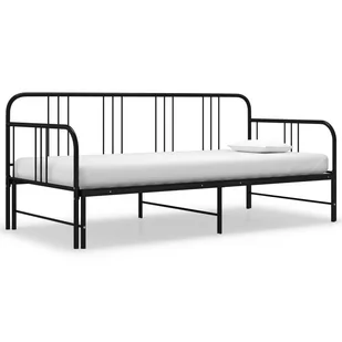 vidaXL Sofa z wysuwaną ramą łóżka, czarna, metalowa, 90x200 cm - Łóżka - miniaturka - grafika 1