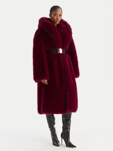 YES LONDON Futro ECO/035 Bordowy Regular Fit - Płaszcze damskie - miniaturka - grafika 1