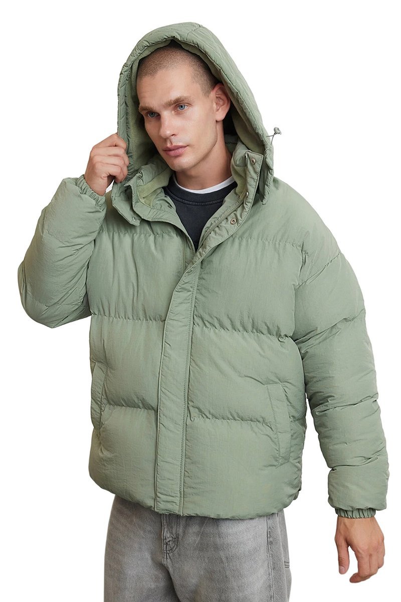 TRENDYOL MAN KURTKA MĘSKA PIKOWANA Z KAPTUREM W KOLORZE ZIELONYM XL 5DA