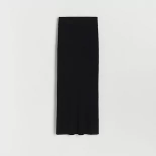 Reserved - Spódnica z prążkowanej dzianiny - Czarny - Spódnice - miniaturka - grafika 1