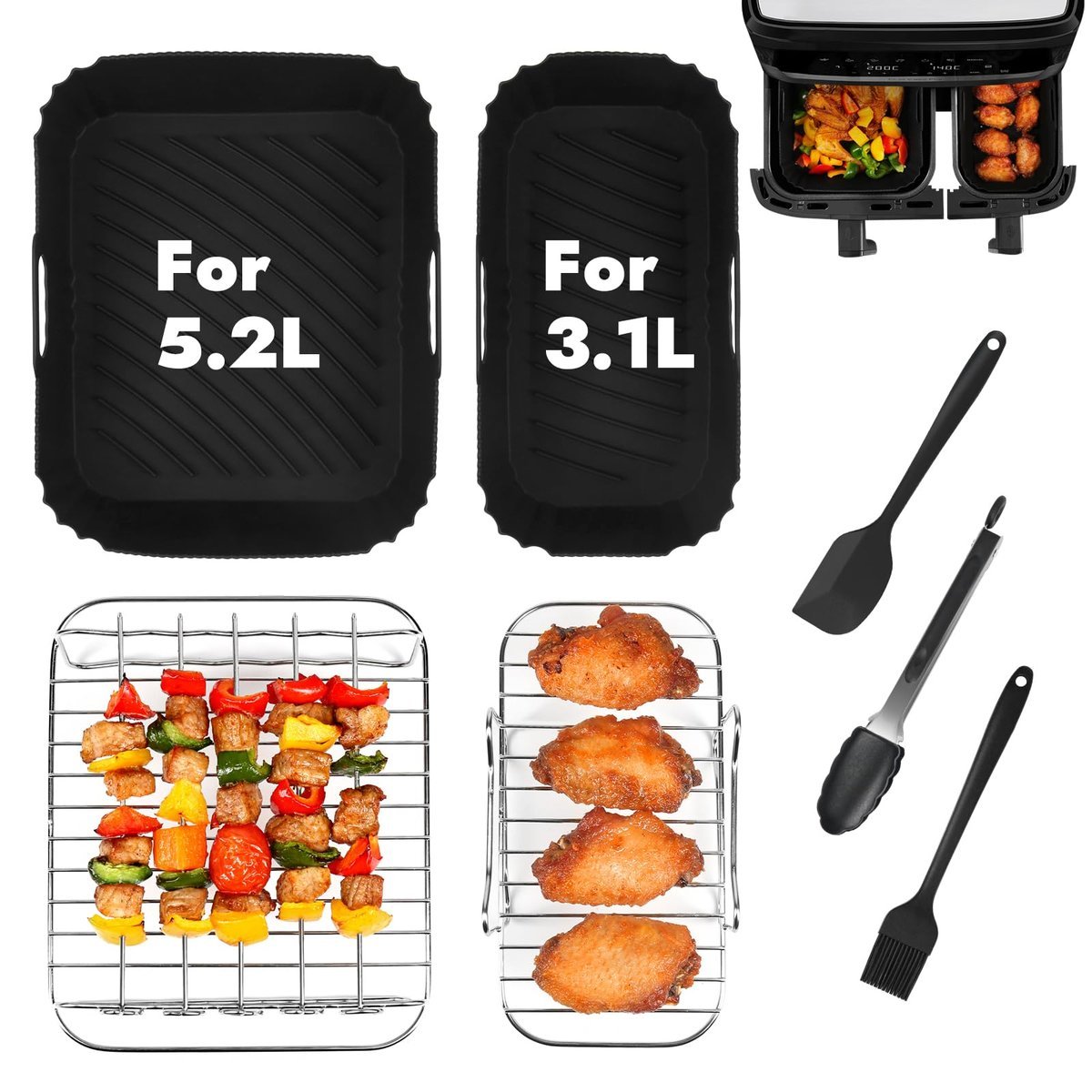 ZESTAW AKCESORIÓW DO FRYTKOWNICY AIR FRYER TEFAL EY9018 DUAL EASY FRY 5,2L