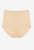 Majtki damskie - Beżowe Bawełniane Majtki Modelujące z Wysokim Stanem Nilawena - miniaturka - grafika 1