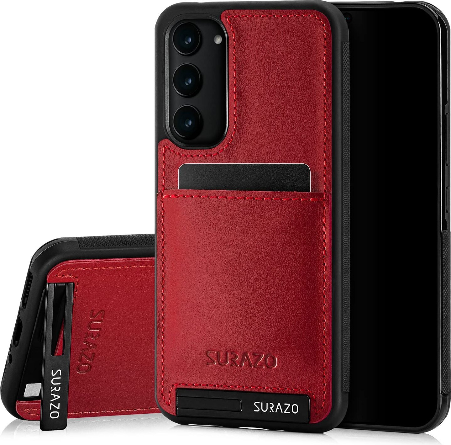 Etui SURAZO Premium z prawdziwej skóry do Samsung Galaxy A54 Etui odporne na wstrząsy skórzane etui na telefon komórkowy Etui zderzak (Costa Red)