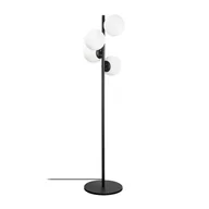 Lampy stojące - Sinza prosta lampa podłogowa 4 kule z białego szkła Nordic z metalową strukturą i zaokrągloną czarną podstawą ø32 cm - miniaturka - grafika 1