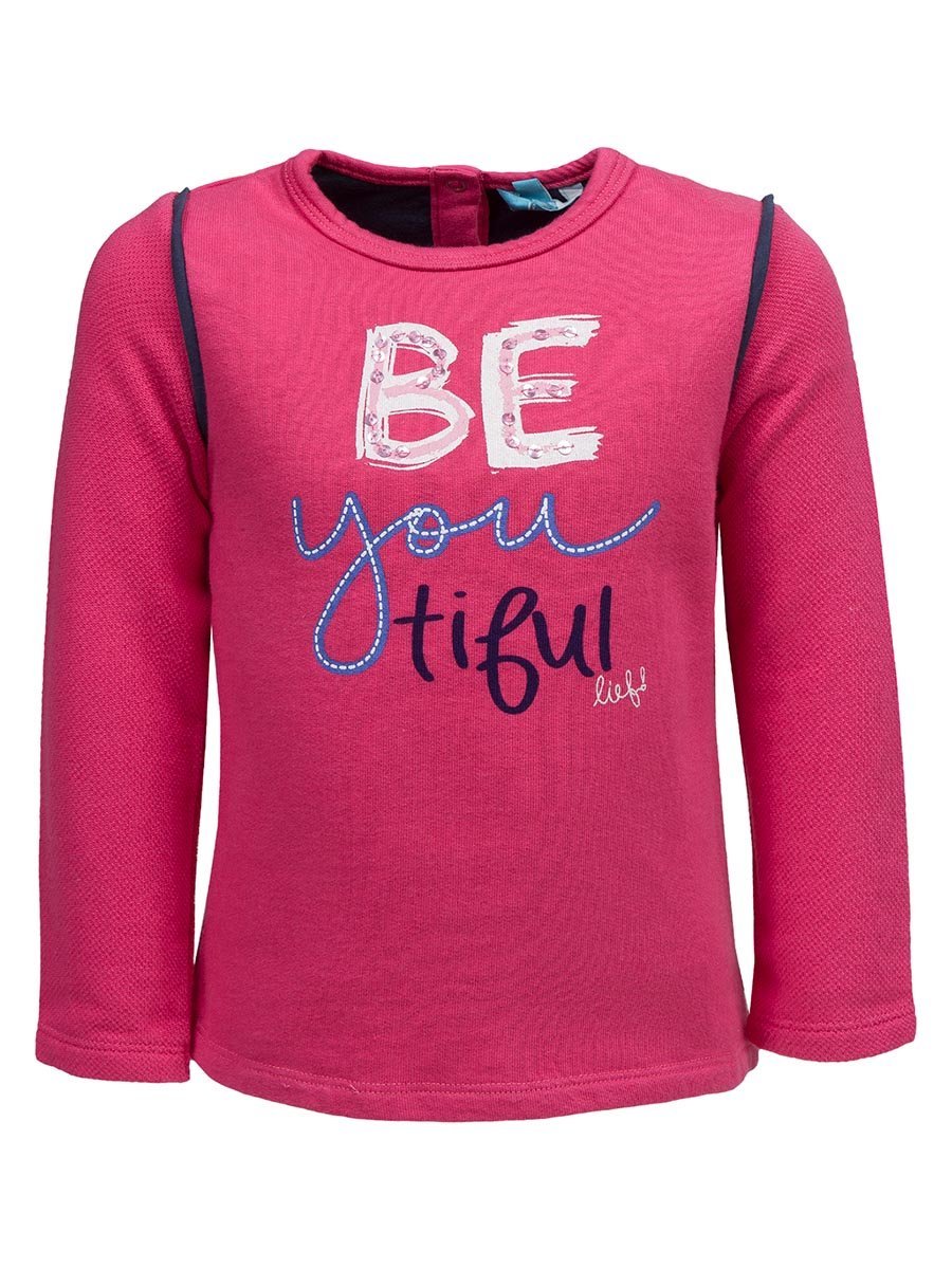 Dziewczęca bluzka z długim rękawem różowa z nadrukiem Lief r.68
