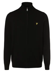Lyle & Scott Męski kardigan Mężczyźni Bawełna czarny jednolity, XXL - Swetry męskie - miniaturka - grafika 1