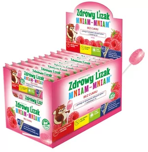 Zdrowy lizak MNIAM-MNIAM - MALINA - 1szt (6g) - Batoniki - miniaturka - grafika 1
