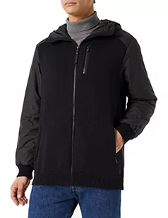 TOM TAILOR Męskie Kardigan nylonowy z kapturem 1027985, 29999 - Black, M - Swetry męskie - miniaturka - grafika 1