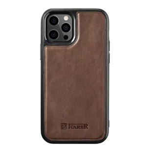 ICARER Etui Leather Oil Wax do iPhone 12 / 12 Pro brązowy - Etui i futerały do telefonów - miniaturka - grafika 1