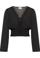 Bluzki damskie - IZIA Cropped bluzka z długim rękawem damska 21323488, czarny, S - miniaturka - grafika 1