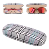 Akcesoria do okularów - Etui na okulary Futerał ET-112 szare w kratę - miniaturka - grafika 1