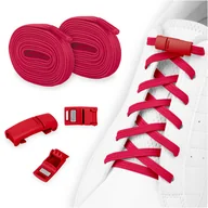 Akcesoria obuwnicze - Elastyczne sznurówki do butów bez wiązania czerwone zapinki na magnes 100cm - miniaturka - grafika 1