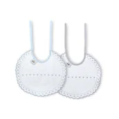 Śliniaki i fartuszki - Śliniak bawełniany 2 szt. haftowany niebieski szary okrągły - miniaturka - grafika 1