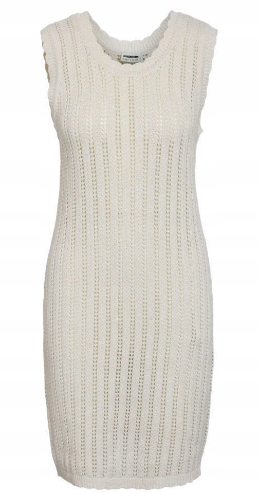 NOISY MAY KREMOWA AŻUROWA SUKIENKA BEZ RĘKAWÓW Z BAWEŁNĄ L OPA