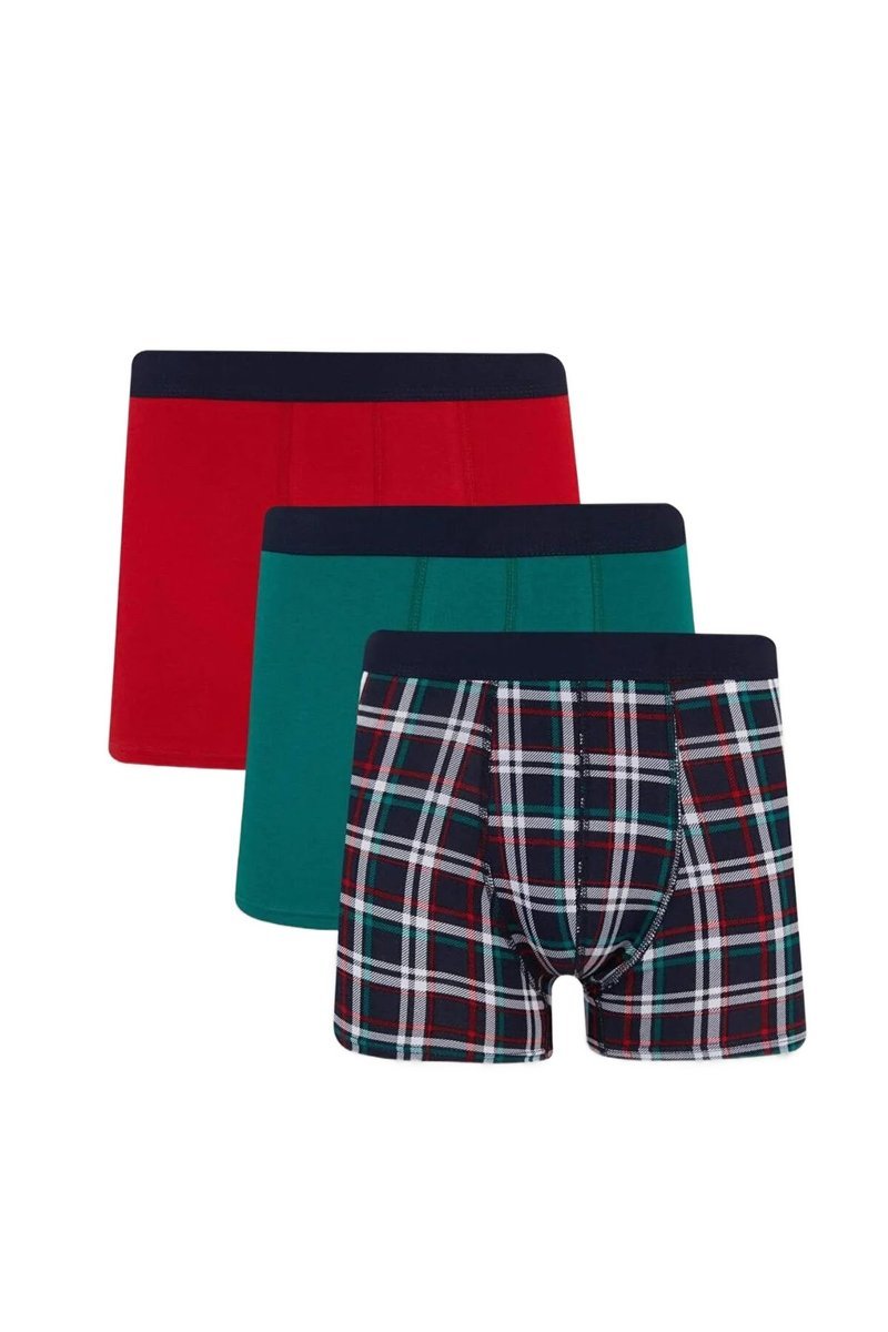 DEFACTO BOKSERKI MĘSKIE WIELOKOLOROWE W KRATĘ ZESTAW 3 SZTUK L 5DA