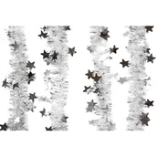 Ozdoby bożonarodzeniowe - Girlanda Noel gwiazdki srebrna Ø5,5 cm z aplikacją Ø12 cm, 2 m - miniaturka - grafika 1