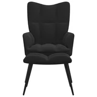Fotele - vidaXL Fotel z podnóżkiem czarny obity aksamitem 328090 - miniaturka - grafika 1