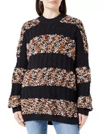 Swetry damskie - SIDONA Damski sweter z dzianiny, czarny wielokolorowy, XS-S - miniaturka - grafika 1