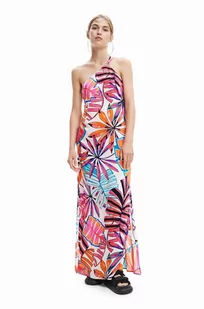 Desigual sukienka kolor biały maxi prosta - Sukienki - miniaturka - grafika 1