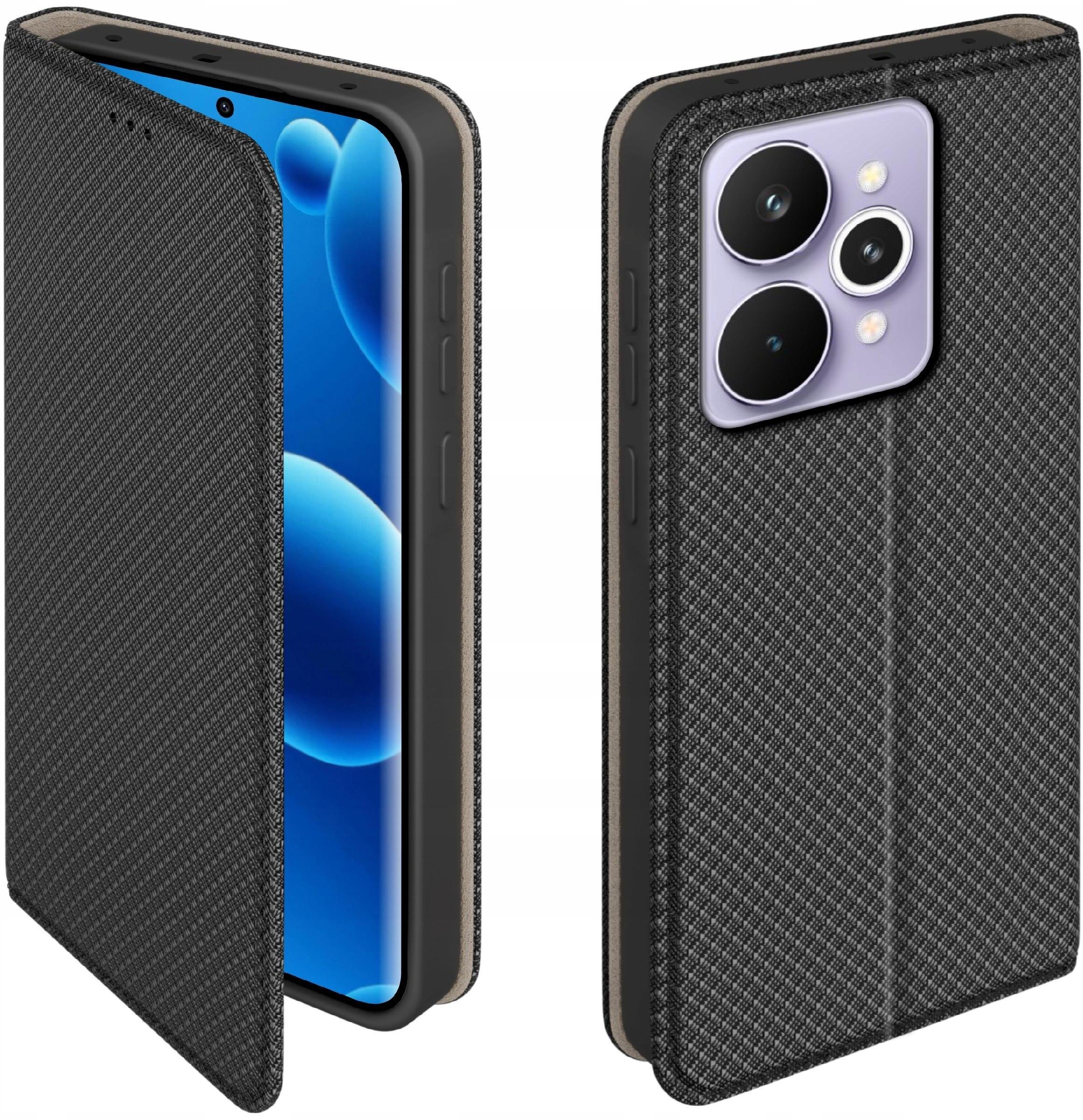 Etui z klapką do Realme 15 5G 15 Pro 5G Zamykane Czarne Futerał
